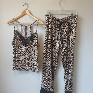 Linea Donatella animal print & lace racerback set